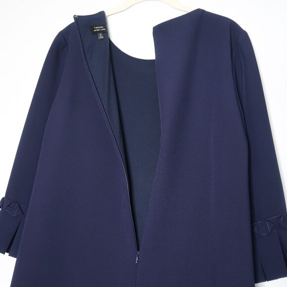 Tahari ASL Womens Mini Sheath Dress Size 8 Blue Long Bell Sleeve Office‎ Formal - Picture 9 of 9